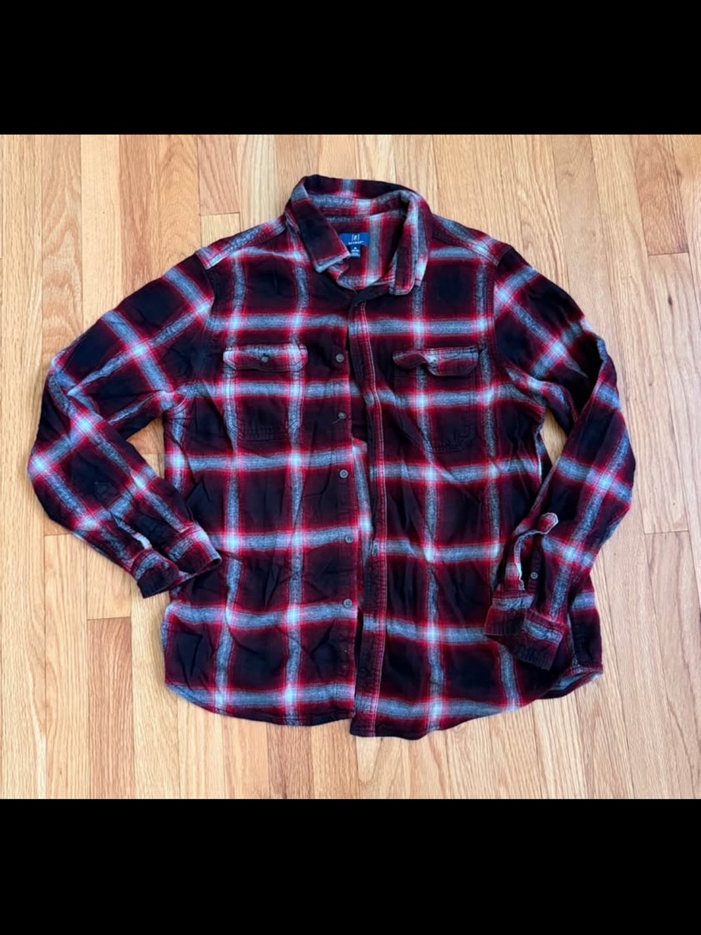 George Red and Black Plaid Button-Down Shirt